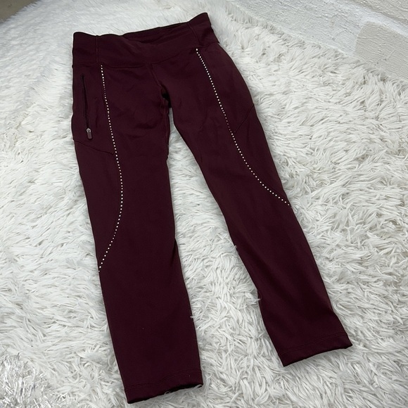 Lululemon Extra Mile Crop (Reflective 23") Garnet - Picture 2 of 6